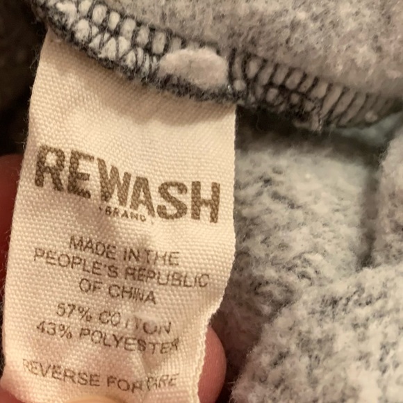 Rewash Cotton Blend Sweat Pants Elastic Cuffs and Waist with Draw String Gray - Picture 7 of 9